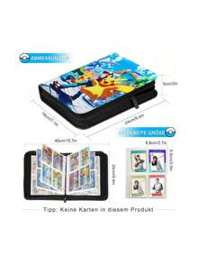pokemon Portacards de Pikachu Pokemon Super Dream Card, diseño con cremallera de piel sintética, espectacular álbum de almacenaje con 4 páginas con bolsillos, puede contener 400 cartas, álbum de mangas grandes/soporte de cartas del juego de cartas coleccionables/libro de colección de cartas, regalo para amigos, regalo de San Valentín, regalo de Navidad, regalo de cumpleaños, regalo para fiestas temáticas