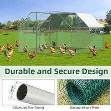 YODOLLA Large Metal Chicken Cage Run For Yard With Cover, Walk-In Chicken Pen For Outdoor, Backyard, And Farm, Hen Cage House For Chickens And Other Poultry - Silver - View 5
