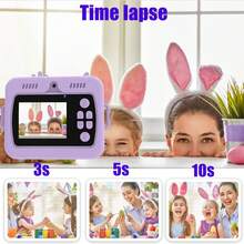 Instant Camera With Rechargeable Battery, Large Capacity 1200mAh, 1080P High-Definition Video, Dual Cameras (Front And Rear), Compact And Portable Design, Suitable For Travel, Family Photos And Outdoor Activities - Green/Pink/Purple, Portable Camera - XX-multicolor - View 9