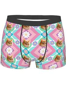 1 pieza Pantalones cortos con estampado personalizado de mascota, diseño unisex, ropa interior personalizada, ropa interior creativa, regalo perfecto para el día festivo para novio, novia, esposo, esposa, familia
