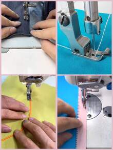 4pcs/Set Narrow Foot Presser Set, Suitable For Knits And Lightweight Fabrics - Sewing Machine Accessories With Left/Right Edge Guides - Silver - View 10