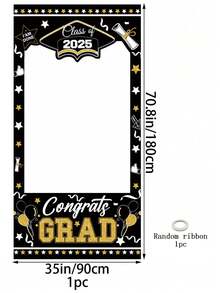 Sfondo per tenda tagliato al laser per laurea, decorazioni per festa di laurea GRAD, accessori per photobooth, decorazioni per compleanno, arazzo per decorazione della stanza, bandiera per decorazioni per feste - Multicolore - Visualizzare 3