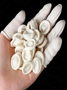 100pcs Disposable Finger Covers, Latex Finger Covers, Thickened High Elastic Rubber Finger Covers, Finger Protection, Finger Hygiene, Finger Care Home Pack Finger Covers - White - View 9