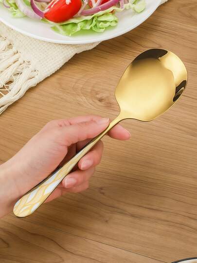 1pc Stainless Steel Mirror Polished Serving Spoon, Large Size Buffet Spoon, Thick Restaurant Grade, Suitable For Kitchen, Cooking, Dining, Christmas Party And Banquets, Dishwasher Friendly,School Supplies