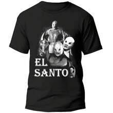 Playera Lucha Libre Mexicana - El Santo - Ídolo Del Ring 02 - Negro - Ver 1