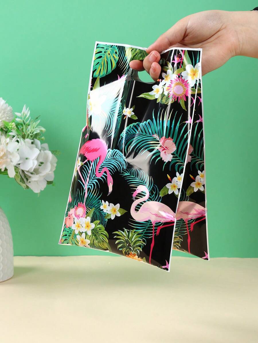 10/25/50 件夏威夷风格手提袋礼品袋，夏威夷火烈鸟图案礼品袋，夏威夷主题派对包装礼品袋，生日派对包装袋用品，家居装饰房间装饰包装袋用品，生日礼物，夏季装饰，结婚礼物婚礼回礼，适用于精品店产品包装