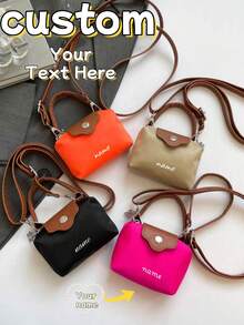 1 Custom Outdoor Bag, Can Be Printed With Personalized Name Or Holiday Greetings. Customize Your Own Bag. 1 Custom Outdoor Bag, Pu Magnet Closure Fashion Niche Design Contrast Color Mini Handbag, Adjustable Shoulder Strap Shoulder Messenger Bag Suitable For Teenagers To Travel, Shopping, Party, Date And Daily Use, Is A Perfect Gift For Teenagers - Contrast Color Tote Bag - View 1