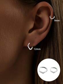 1 pièce Boucles d'oreilles créoles en argent sterling 925 pour femmes, boucles d'oreilles créoles mini fines en forme de V