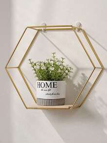 3 件/1 件金色六角壁架，家居装饰壁挂式收纳架，书籍展示装饰铁架，壁架 - 金色 - 查看 4