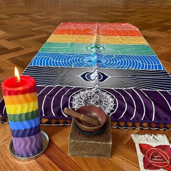 1pc Vibrant Chakra Themed Yoga Mat & Beach Towel, UV Protection, Quick Dry, Indoor Wall Decor, Great For Meditation, Picnic, Home Fitness, Excellent Christmas & Halloween Gift For Men & Women, Lively Wall Hanging
