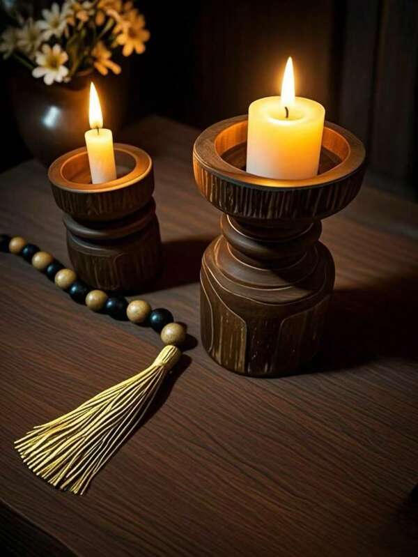 1 New High Quality Solid Wood Candle Holder Wooden Candle Holder Base Decoration, Candle Lighting, Home Decoration, Photography Props, Aromatherapy Tank, Eid Al-Adha, Wedding Season