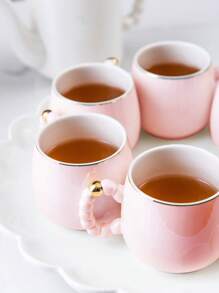 2/1pc 270ml Elegant Ceramic Coffee Mug, Pearl White Cup With Gold Rim Cappuccino Cup, Minimalist Handle Design, Popular Ins Style, Office & Home Milk Cup, Living Room Tea Cup, High-End Mug, Couple Gift, Microwave - Multicolor - View 11