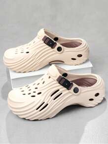 Men's Hole Shoes 2025, New Summer Thick Bottom Increased Height Non-Slip Wear-Resistant Slip-On Soft Bottom Soft Surface Lightweight & Comfortable Men's Sandals, Hollow Out Breathable Soft Comfortable EVA High Elastic Rubber Outdoor Driving Dual-Use Men's Sandals, Versatile Fashion Beach Outdoor Casual Men's Sandals Back To School