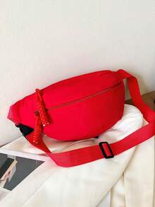 Nylon High Capacity Chest Bag Waist Pack, Unisex Suitable For Daily, Sports, Running, Travel, Leisure Use - Red - View 7