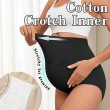 Ropa interior de maternidad sin costuras, bragas de maternidad de cintura alta para soporte del vientre de embarazo - Grande - Ver 2