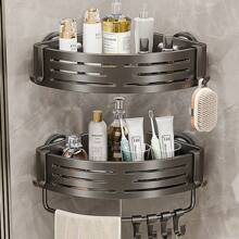 Eckregal für die Dusche ohne Bohren - Schwerlast-Aluminium Badezimmer Aufbewahrungsregal mit eingebauten Ablagen, rostfrei, platzsparendes Dreieck-Design für Shampoo, Seife und Toilettenartikel, modernes Bad Accessoire | Haltbares Aluminium Badezimmer Accessoire Badezimmer Organizer Schulanfang