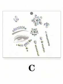 Rhinestone Studded Eye Makeup Sticker, Shiny Faux Rhinestone 3d Face Jewel Sticker, Suitable For All Seasons, Music Festival, Cosplay, Party, Photography, Daily Accessory (Abs Resin) Halloween - Multicolor - View 12