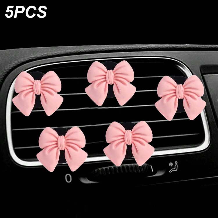 5pcs Cute ABS Resin Bowknot Car Air Vent Clip Fragrance Diffuser, Air Freshener Decor For Girls - one-size - View 13
