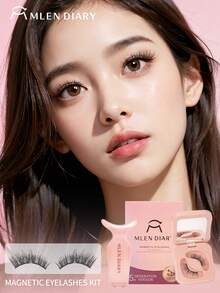 Mlen Diary Magnetic Eyelashes Set, 9-13mm Reusable Fake Lashes, No Eyeliner Needed, Upgraded 3D Dual Magnetic Eyelashes, Portable Glue-Free Lash Clusters, Create Natural Makeup Look (Queen Power) Strip Eyelashes - Natural Lashes - View 2