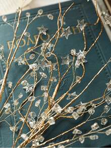 氛围装饰，圣诞创意装饰，人造花，人造植物，人造树枝，手工制作，透明金粉，星形，水滴形，宝石形，节日家居装饰 - 彩色 - 查看 3