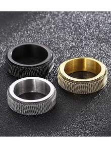 Men's Stainless Steel Rotating Ring, Punk Fashion Jewelry, Rotating Gear, Anxiety Fidget, Spinning Chain, Motorcycle Rock, Wedding Party Gift - Fashion - View 3