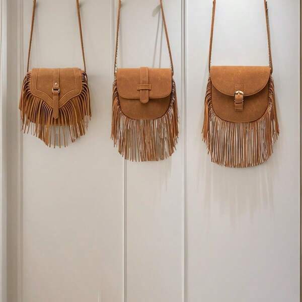 Sac bandoulière à franges rétro et distinctif pour femmes, sacs bandoulière vintage à franges, sac à bandoulière polyvalent pour femmes, sac carré de style bohème à franges pour usage quotidien et cadeau de festival pour dames