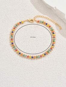 1 Pc Women Multicolor Beads Summer Anklet, Fashionable Ins Style, Suitable For Beach, Vacation, Daily Wear - Multicolor - View 6