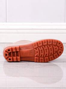 Women's Rain Boots, Solid Color Commuter PVC (Polyvinyl Chloride) Rain Shoes, Outdoor Garden Shoes, Non-Slip Waterproof Boots, Waterproof Shoes, Khaki, Black, Women's Water Shoes, Kitchen Rubber Shoes - Khaki - View 7