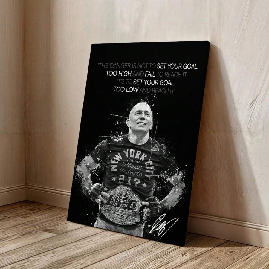 Room Wall Art, UFC Fighter Motivational Quote Canvas Print, Artwork Poster Pictures Decor Frame Canvas Print, Bathroom Wall Art, Wall Art For Living Room, Canvas Wall Art Bedroom, Framed Wall Art For Office, Restroom, 1pc, Large Wall Art, Ideal Gift - Multicolor - View 1