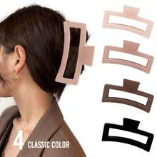 5 pulgadas Pinzas de garra extra grandes para el cabello tibio y el largo, 4 piezas Pinza de pinza jumbo Xl, Pinceles de pelo rectangulares mates oversize antideslizantes para mujeres, pinza de jaw de agarre fuerte grande, color neutro