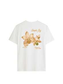 This Colorful Letter & Floral Print Round Neck T-Shirt For Women Is Fashionable And Versatile. The Graphic Tee Comes In White And Pink, Suitable For Vacation Wear. - White - View 4