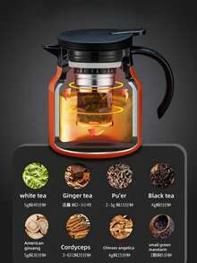 1件不锈钢咖啡壶，带按压开关的小茶壶，家用老白茶，陈年普洱茶冲泡壶，大容量 - 黑色 - 查看 3