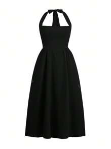 Vestido casual de playa, vacaciones, temperamento elegante, vuelta al colegio, citas, festivales de música, Día de la Madre, temporada de graduación, con cuello colgante y espalda descubierta, talla grande, para mujer