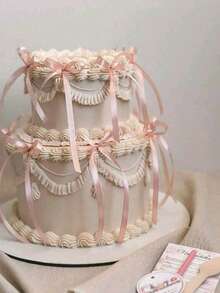 5/10/20 件红色/黑色/粉色丝带蝴蝶结蛋糕装饰、情人节蛋糕装饰、甜点蝴蝶结装饰、丝带蛋糕装饰用品、周年纪念蛋糕装饰，适用于婚礼、派对、情人节、周年纪念、生日蛋糕 - 彩色 - 查看 10