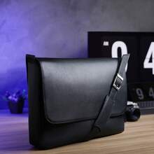 Men's Crossbody Briefcase Shoulder Bag With 15.6" Laptop - Black - View 4