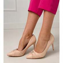 Eleganti e alla moda tacchi alti con punta affusolata decorati con cristalli - Beige - Visualizzare 2