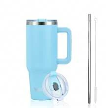 watersy 1pc WATERSY 30 Oz/40 Oz Tumbler With Handle And Straw | 100% Leakproof Insulated Tumblers, Vacuum Reusable Stainless Steel Insulated Water Bottle Travel Mug Cup | Includes ALL Accessories:2 In 1 Lid, Stainless Steel Straw, & Cleaner, For Outdoor, Camping