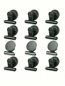 1/5/10 pièces Aimants de réfrigérateur de forme ronde, convient pour décorer le réfrigérateur et maintenir les photos/messages/notes - Noir - Voir 6