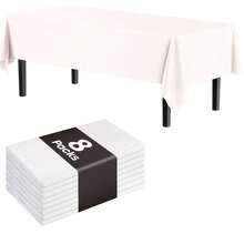 Party Solids 4/8 Pack Premium Plastic Tablecloth 54in. X 108in. Rectangle Plastic Table 8/4PCS Set - White - View 10