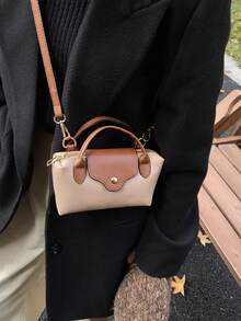 1个迷你时尚手提包，多功能女士单肩包/斜挎包，纯色迷你钱包，可装手机、零钱、口红等，日常通勤必备 - 卡其色 - 查看 4