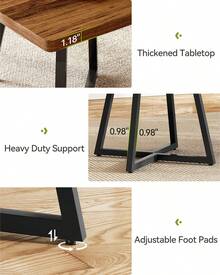 LITTLE TREE Square Dining Table Set Of 6, 31.5" Industrial Dinner Table With Metal Base, Kitchen Table For Dining Room, Small Space, Apartment - Brown - View 4