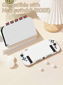 2pcs Protective Case & Dock Cover,Holds 5 Game Cards, Protects The Base From Scratches And Dust,Compatible With Nintendo Switch OLED/Switch NS/New Switch2 (2025) - White - View 2