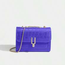 Bolso de hombro de patente con cadena para mujer, nuevo diseño de moda con estampado de cocodrilo