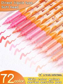 GuangNa 12 Colors Straight Direct Liquid Skin/Macaron Color Arcylic Marker Pen, Soft-Tip Animation Painting Marker Pen, Skin Color Art-Specific Acrylic Paint Markers, School Supplies,Back To School