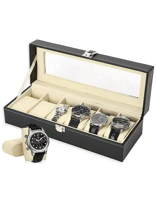 Relojero, Caja Organizadora Relojes Para Hombre, Organizador De Relojes Y Joyas Con 6 Ranuras