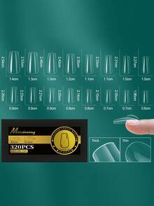 160片-320片热销透明假指甲美甲拱形指甲半磨砂美甲无痕假指甲 - 無色 - 查看 11