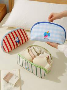 1pc Red, Green, Blue Storage Bra Bag Travel Storage Fabric Women's Underwear Portable Storage Bag 3-In-1 Underwear Storage Bag - Multicolor - View 13