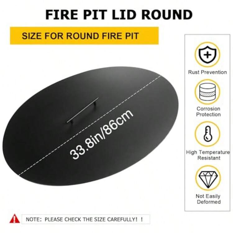 Anyerosa Fire Pit Cover 34'' Round - như hình ảnh - Xem 2