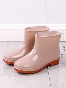 Women's Rain Boots, Solid Color Commuter PVC (Polyvinyl Chloride) Rain Shoes, Outdoor Garden Shoes, Non-Slip Waterproof Boots, Waterproof Shoes, Khaki, Black, Women's Water Shoes, Kitchen Rubber Shoes - Khaki - View 2