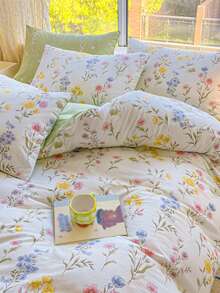 Bộ chăn ga gối in hoa mùa xuân và mùa hè 2/3 chiếc, dành cho bé trai và bé gái, học sinh, trang phục ký túc xá, bộ đồ giường, chăn ga gối mềm mại và thân thiện với da, chăn ga gối và vỏ gối in hoa, không bao gồm vỏ chăn, phù hợp cho giường đôi cỡ Queen, phù hợp cho mọi mùa, trang trí nhà cửa, quà tặng, bộ ba vỏ chăn ga gối đệm có thể giặt bằng máy, giường đôi cỡ Queen cỡ King - Nhiều màu - Xem 2